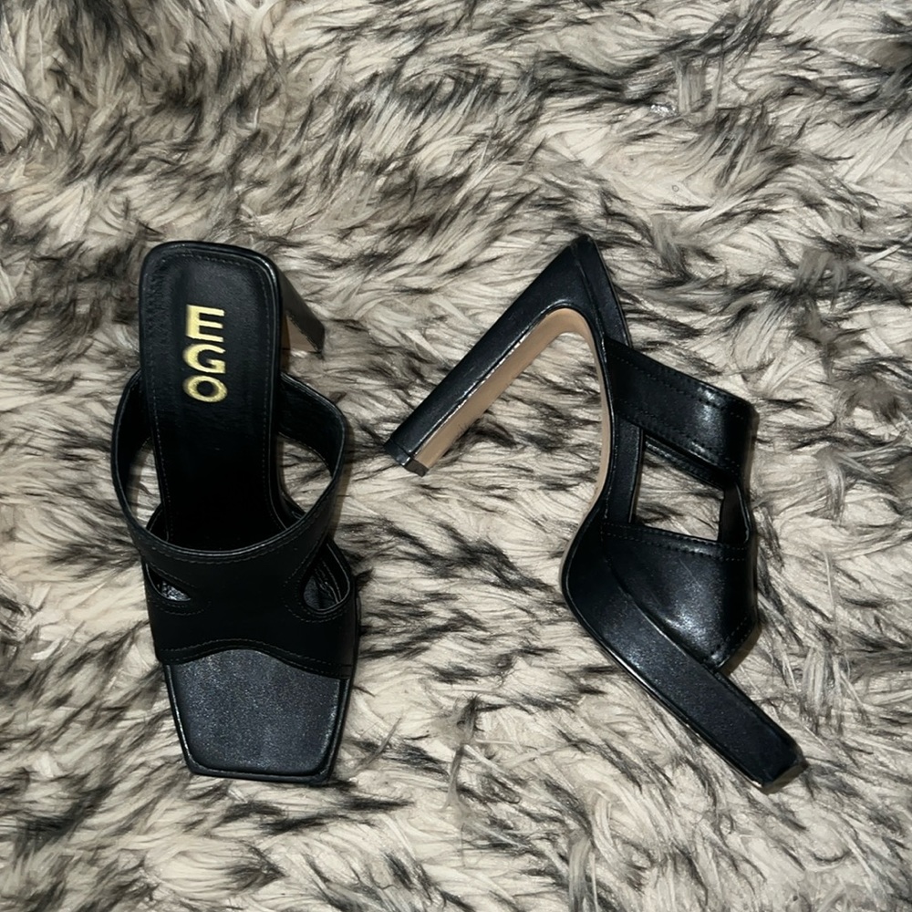 EGO Black Strappy Square-Toe Sandals *NEXT DAY SHIPPING*